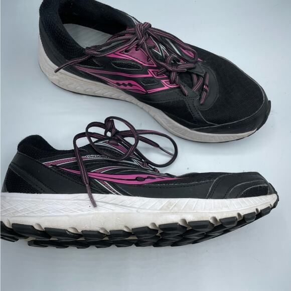 Saucony Cohesion 13 Black & Hot Pink Womens Running Shoes Sneakers 8.5 - Picture 1 of 10